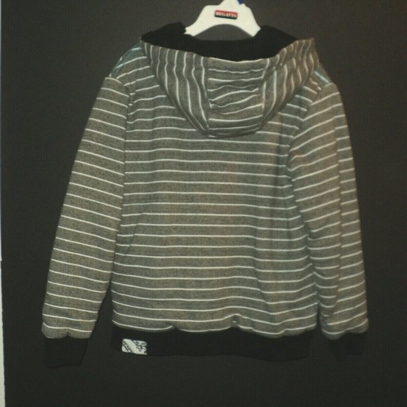 Shaun White Hoodie Boy's Small Striped Brown-Gray & White Front Zipped Lined - Picture 3 of 4